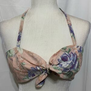 Vintage floral bandeau tie front tie neck